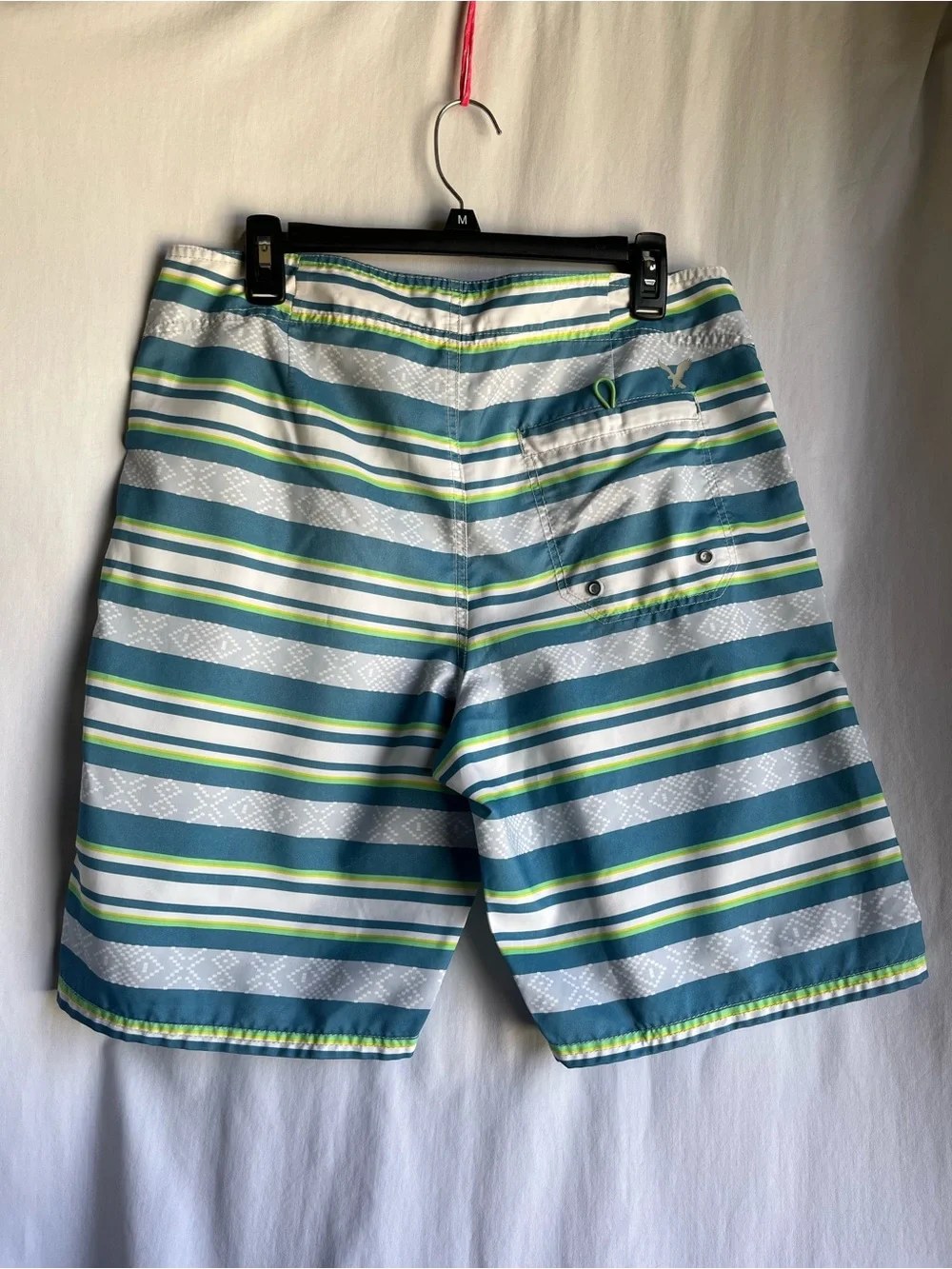 American Eagle Outfitters Blue, Teal & Lime Striped Swim Shorts